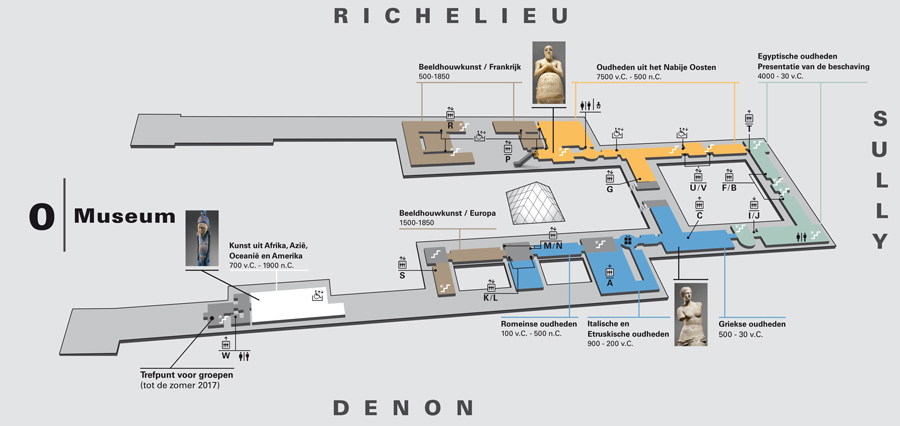 Karte des Louvre im ersten Obergeschoss