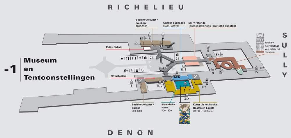 Karte des Louvre im ersten Untergeschoss