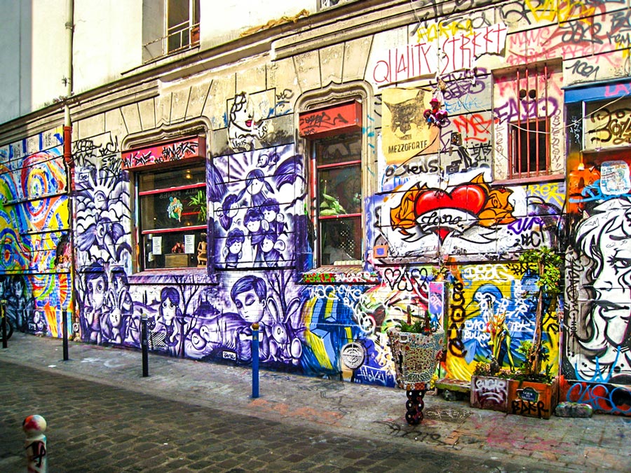 Straßenkunst in der Rue Dénoyez in Belleville