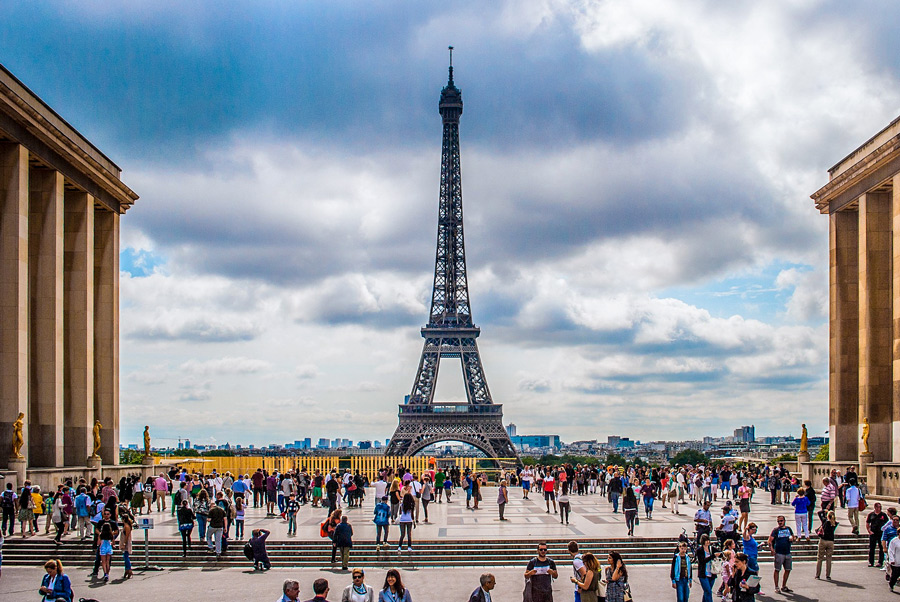 Blick auf den Eiffelturm von Trocadéro