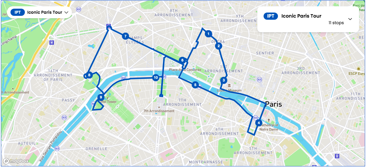 plattegrond parijs hop on hop off bus