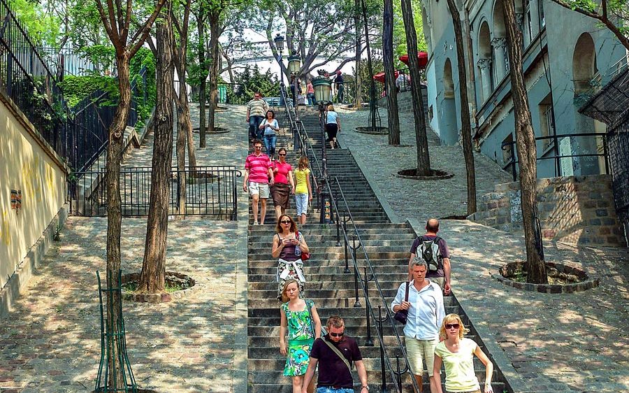 Die Treppe zur Sacré-Coeur funiculaire