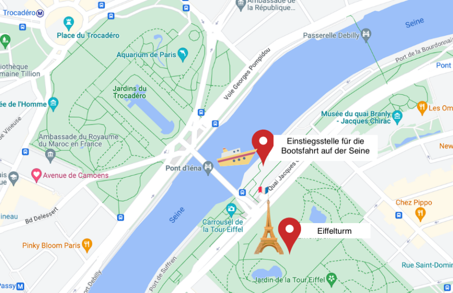 Einstiegsstelle für die Bootsfahrt auf der Seine