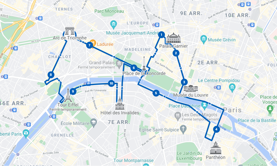 Karte Hop-on-Hop-off-Bus Paris